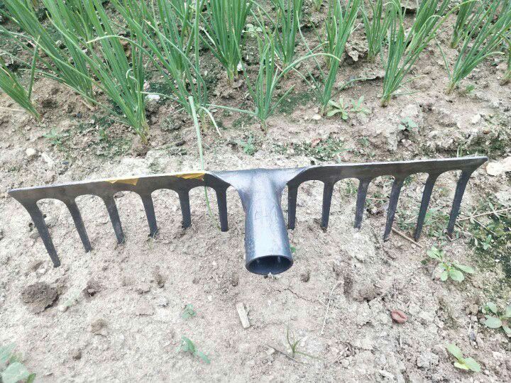 搂地耙子农用钉耙木柄铁耙子平地松土手工平式老式搂地耙九齿钉耙