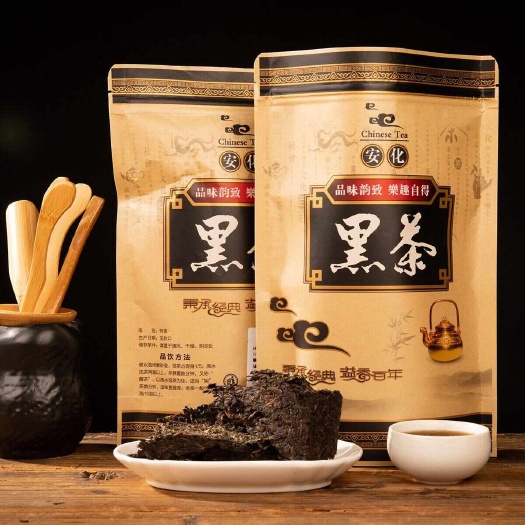 安化县(金花茯砖茶250克)安化黑茶手筑金花黑茶安华黑茶叶便捷包装