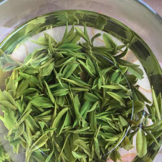 远安县湖北绿茶，青叶绿汤，豆香味浓郁，香气入汤，清爽回甘