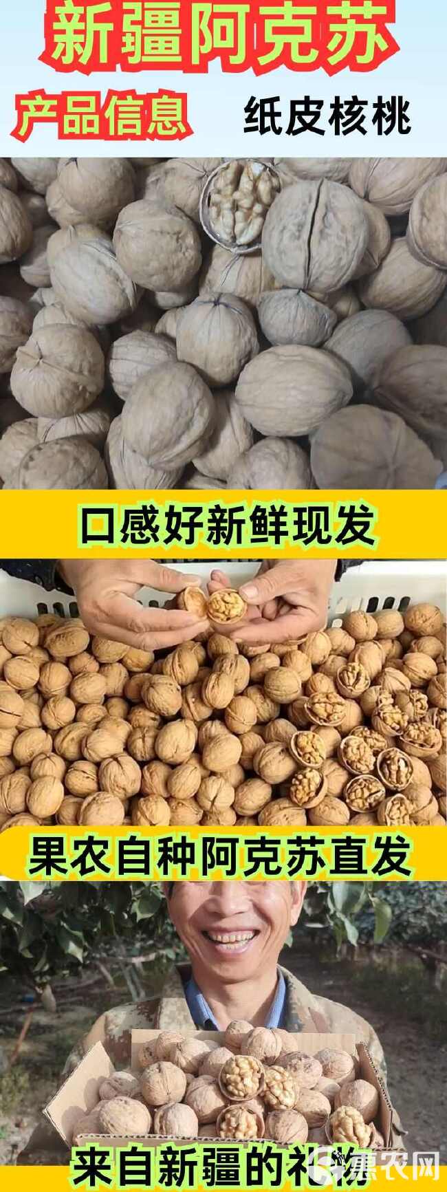 新疆阿克苏185纸皮核桃今年新品未洗原味生核桃袋装零食