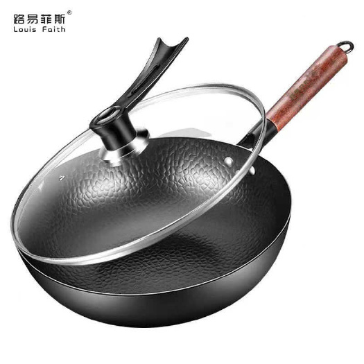 深圳路易菲斯德仕手工锻打铁锅家用不粘无涂层炒菜锅不挑炉灶LYFS