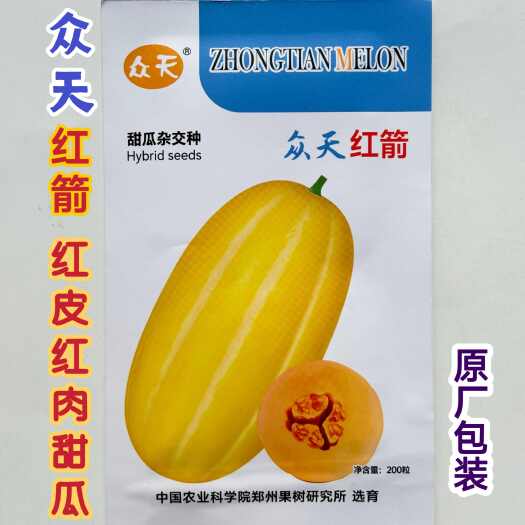 沭阳县众天红箭甜瓜种子红皮红肉香甜瓜中甜一号甜瓜超甜薄皮清香脆爽