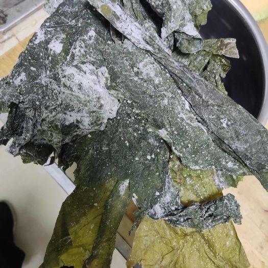 滕州市烘干海带边。颜色绿，泡发好
