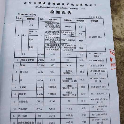 城固县一年一次的土蜂蜜，琥珀色。保质保量有鉴定证书