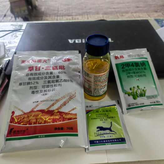 新干县草甘膦·三氯+精草+索盖小飞蓬抗性杂草藤科灭生除草剂