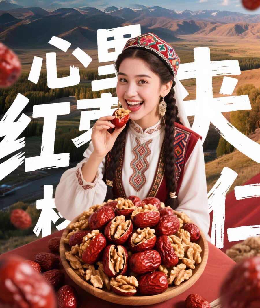 枣夹核桃新疆特产新疆大红枣夹心仁派旗舰店单独包装大个坚果