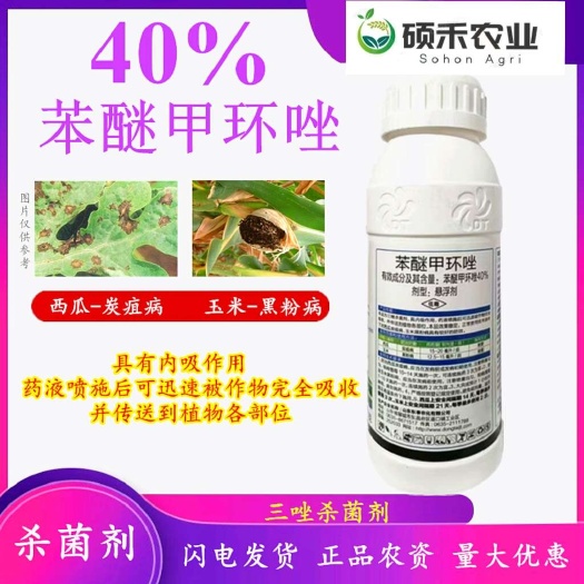 潍坊40%苯醚甲环唑预防果蔬叶斑病炭疽白粉锈病黑痘病专用农药杀菌