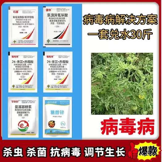 鄄城县病毒组合杀菌剂套餐花叶细菌辣椒花叶病毒番茄黄瓜西红柿氨基寡糖