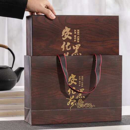 安溪县2斤湖南安化黑茶2003年陈年金花黑茶茯砖茶黑金送礼盒包装