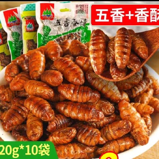 麻辣蚕蛹 山东特产香酥蚕蛹即食下酒菜香辣五香新鲜蚕蛹高蛋白