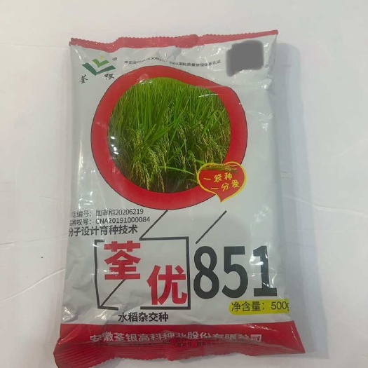华容县荃银高科国审稻荃优851杂交水稻种子一季中稻种子产量高抗病