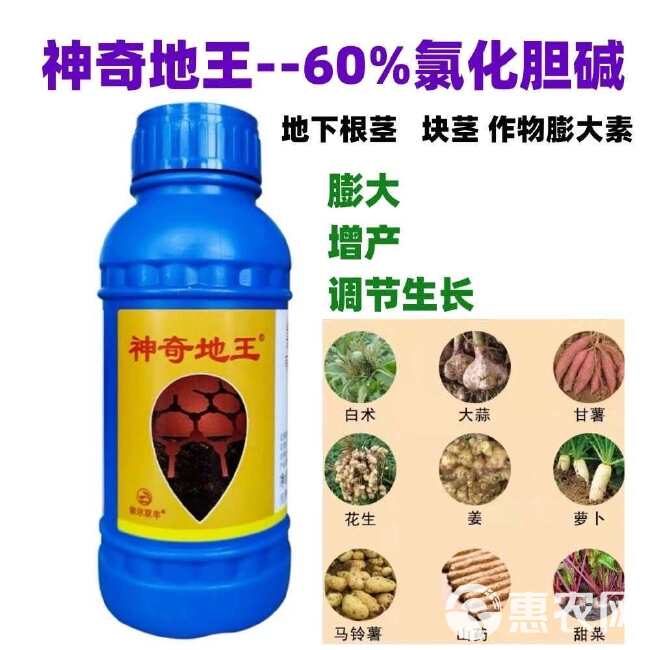 神奇地王60%氯化胆碱山药花生小麦红薯根茎膨大农药生长调节剂