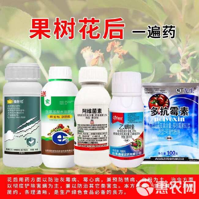 果树花后一遍药组合果树蔬菜农用只杀虫不伤花农药套餐