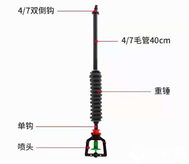 大棚果园雾化喷头吊挂旋转毛管防滴器G型喷洒自动浇灌施肥降温