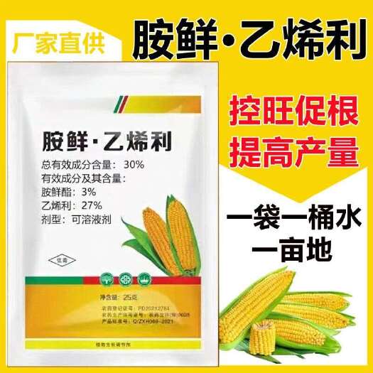 郑州玉米控旺增产胺鲜酯乙烯利抗倒伏矮壮缩节粗壮生长调节剂玉米专用