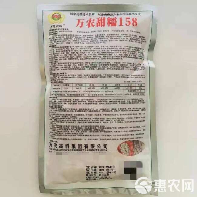 万农甜糯158白糯玉米种子甜加糯鲜食粘玉米种籽薄皮矮杆春秋高