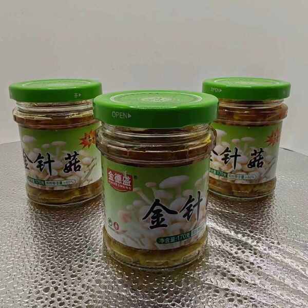 新款休闲红油五香金针菇瓶装即食金针菇网红下饭菜罐头菌类素食