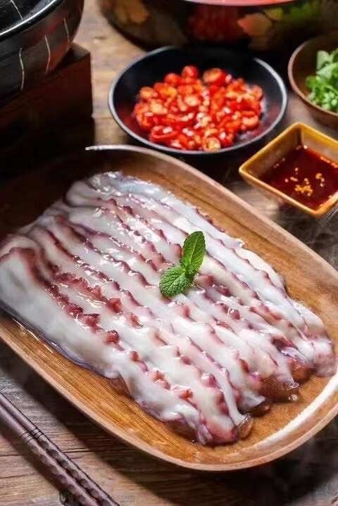 连云港鱿鱼片鱿鱼花章鱼足鱿鱼瀑布大刀鱿鱼涮片火锅食材海鲜自助食材