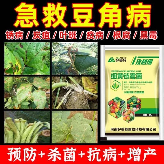 栾川县豆角专用细黄链霉菌豆角病全清叶斑病锈病枯萎病根腐病全管清菌肥