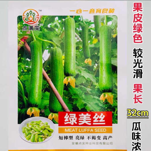 沭阳县绿美丝瓜种子亮绿早熟高产长32厘米左右不褐变 味甜清脆丝瓜种
