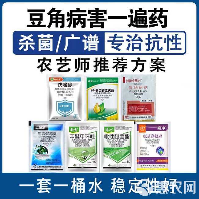 豆角病害一遍药豆角病害套餐全治锈病病毒病叶斑病根腐病专用药