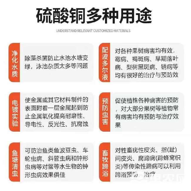 硫酸铜杀菌晶体杀菌剂果树农用波尔多液水产鱼塘养殖蓝矾泳池除藻