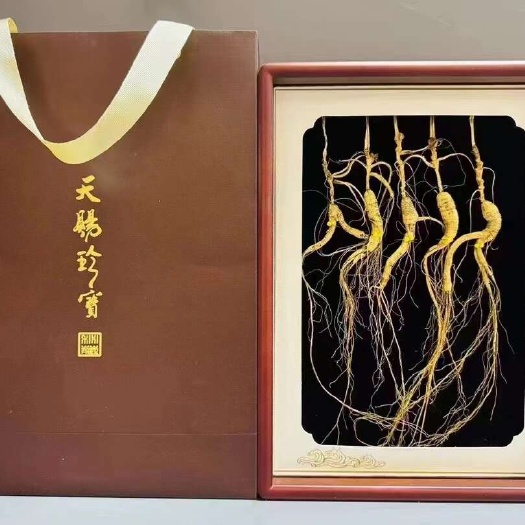 撫松縣檀木開(kāi)窗5支山參禮盒