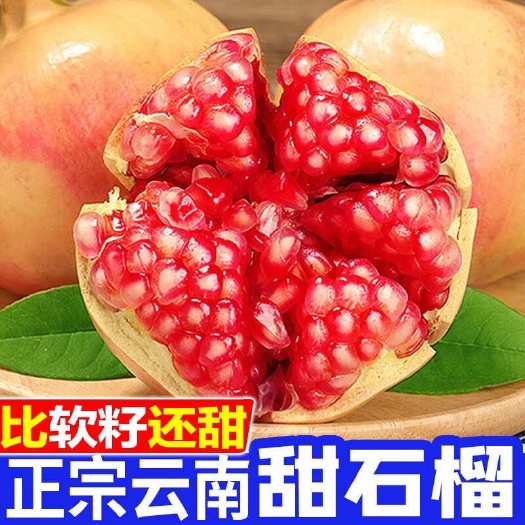 昆明云南硬籽甜石榴甜当季新鲜水果皮薄绿籽非软籽整箱包邮