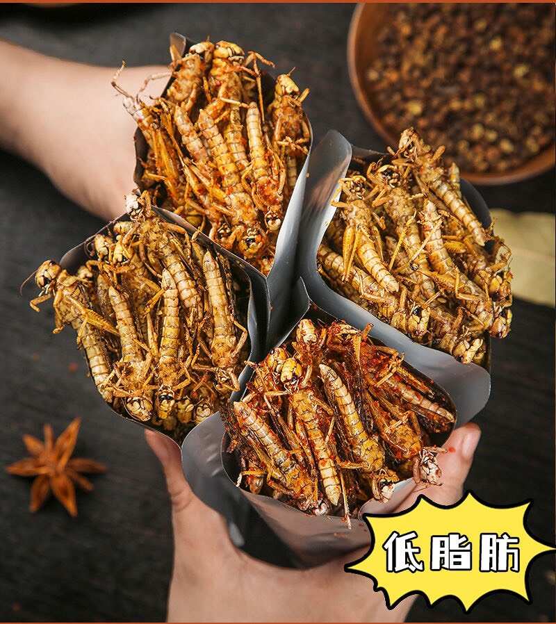 新鲜速冻蚂蚱蝗虫蚱蜢冰冻公母混合装公母带翅蚂蚱油炸椒盐烧烤