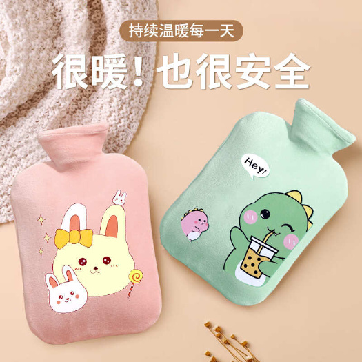 晋州市热水袋注水暖手袋卡通可爱风毛绒暖宝宝印花灌水式小型便携暖手宝