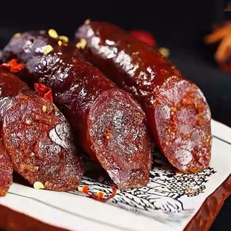 湖南特色传统烟熏原味/麻辣味腊肠500g，厂家直发