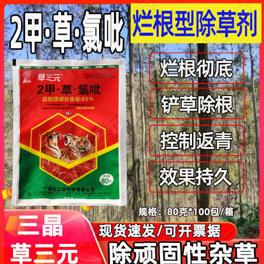 南宁三晶草三元克草力2甲4氯草甘膦氯氟吡氧乙酸桉树林除草剂