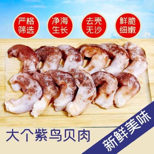 新鲜紫鸟贝肉纯肉大鸟尾蛤肉鸟贝肉无壳去脏鲜活水产紫鸟贝