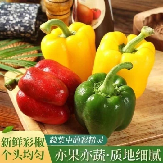 昌乐县新鲜甜椒生吃不辣五彩椒圆椒柿子椒红黄绿水果辣椒