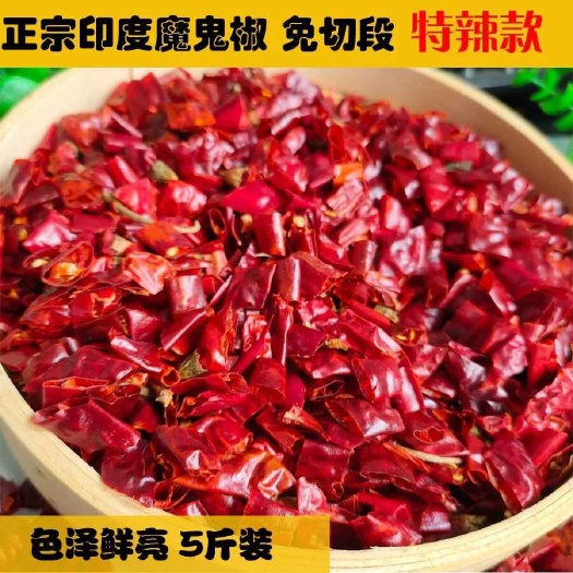 郑州【包邮】魔鬼椒印度s17特辣变态辣印度椒魔鬼椒去籽段干辣椒段