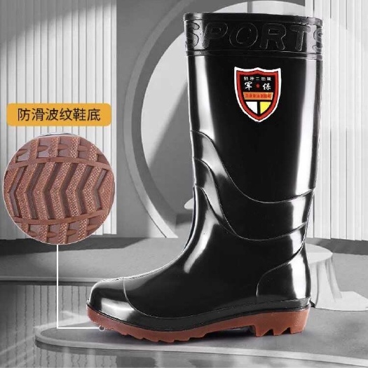 保定39-45码高款牛筋底防雨鞋男高筒水鞋男工地胶鞋雨靴水靴厨房