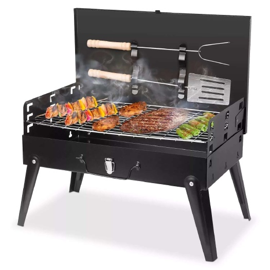 宜黄县BBQ烧烤用具高档户外运动野炊工具箱煤炭火烧烤架手提折叠烧烤