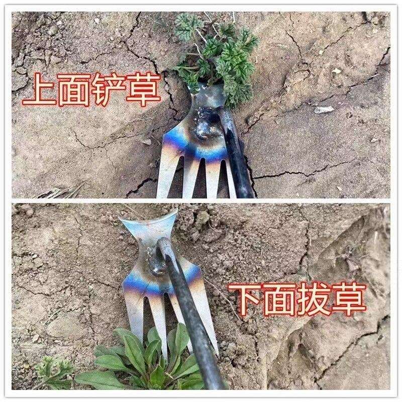新款除草连根拔草工具园艺耙子除根锰钢小号手握式松土挖野菜