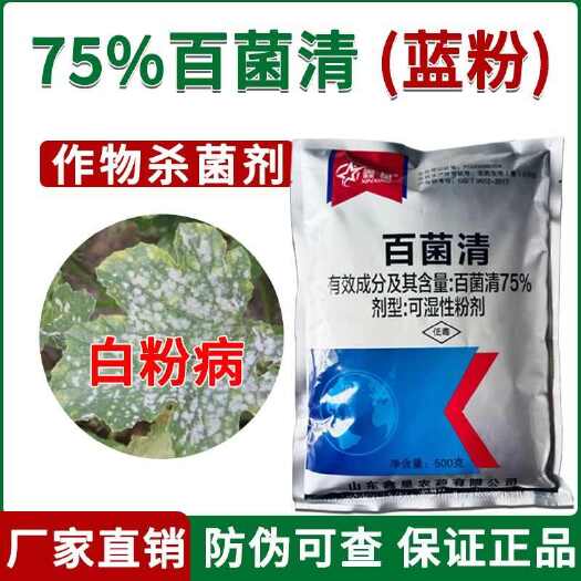国标蓝粉75%百菌清杀菌剂黄瓜白粉病正品农用杀菌瓜果蔬菜用药