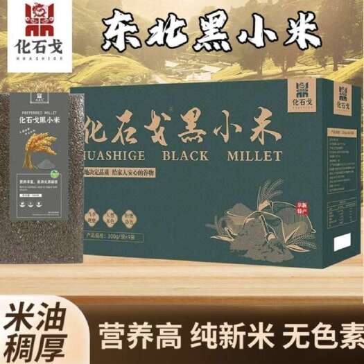 化石戈黑色小米礼盒东北特产五谷杂粮小米粥山地种植2.7kg