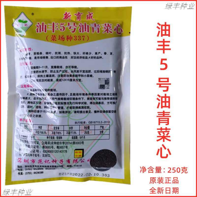 范记油丰5号油青菜心种子菜心青梗圆叶良种春夏秋冬季蔬菜种孑