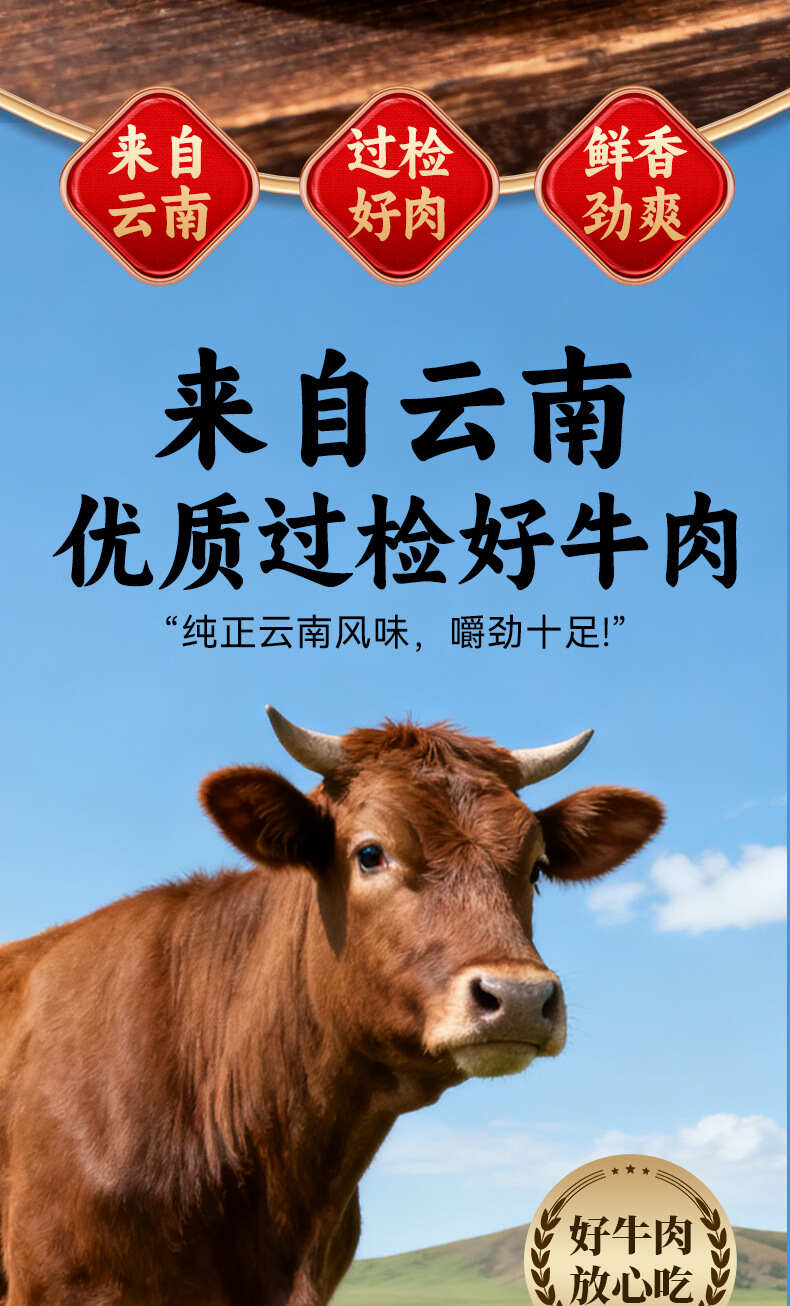 优选云南特产牛肉干休闲零食手撕牛肉条宵夜零食独立装1袋50克