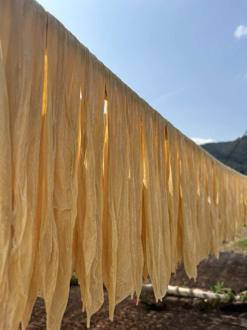 河源客家黄豆腐竹贝墩腐竹手工捻制圆腐竹无色原浆腐竹豆皮