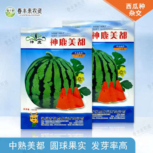 临沂神鹿美都西瓜种子麒麟瓜种子抗逆性强易座果早熟杂交西瓜400粒