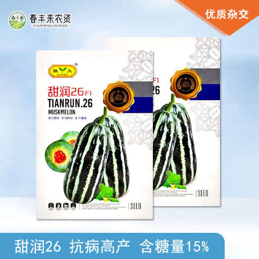 临沂强大甜润26 F1一代杂交薄皮甜瓜种子瓜长20厘米口感甜脆