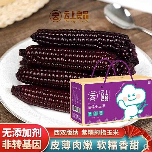云南西双版纳“云上良品”拇指紫糯小玉米，宝宝爱吃花青素