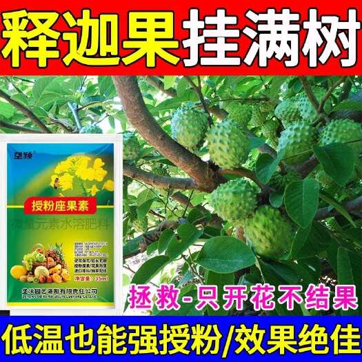 栾川县释迦果催花授粉坐果剂强授粉膨果剂诺丽果树保花保果防落素专用肥