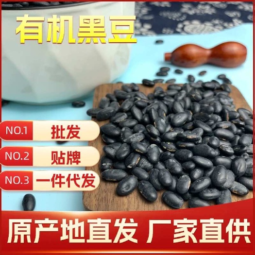 山西有机黑豆肾形黄心老品种黑豆2024新豆有机认证产品