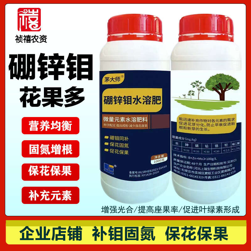 茅大师硼锌钼叶面肥硼中钼叶面肥大豆花生增产农用正品水溶肥