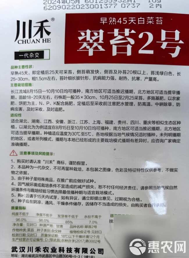 翠苔2号白菜苔种子 早熟 主苔粗 侧芽多 耐热耐寒 采收期长